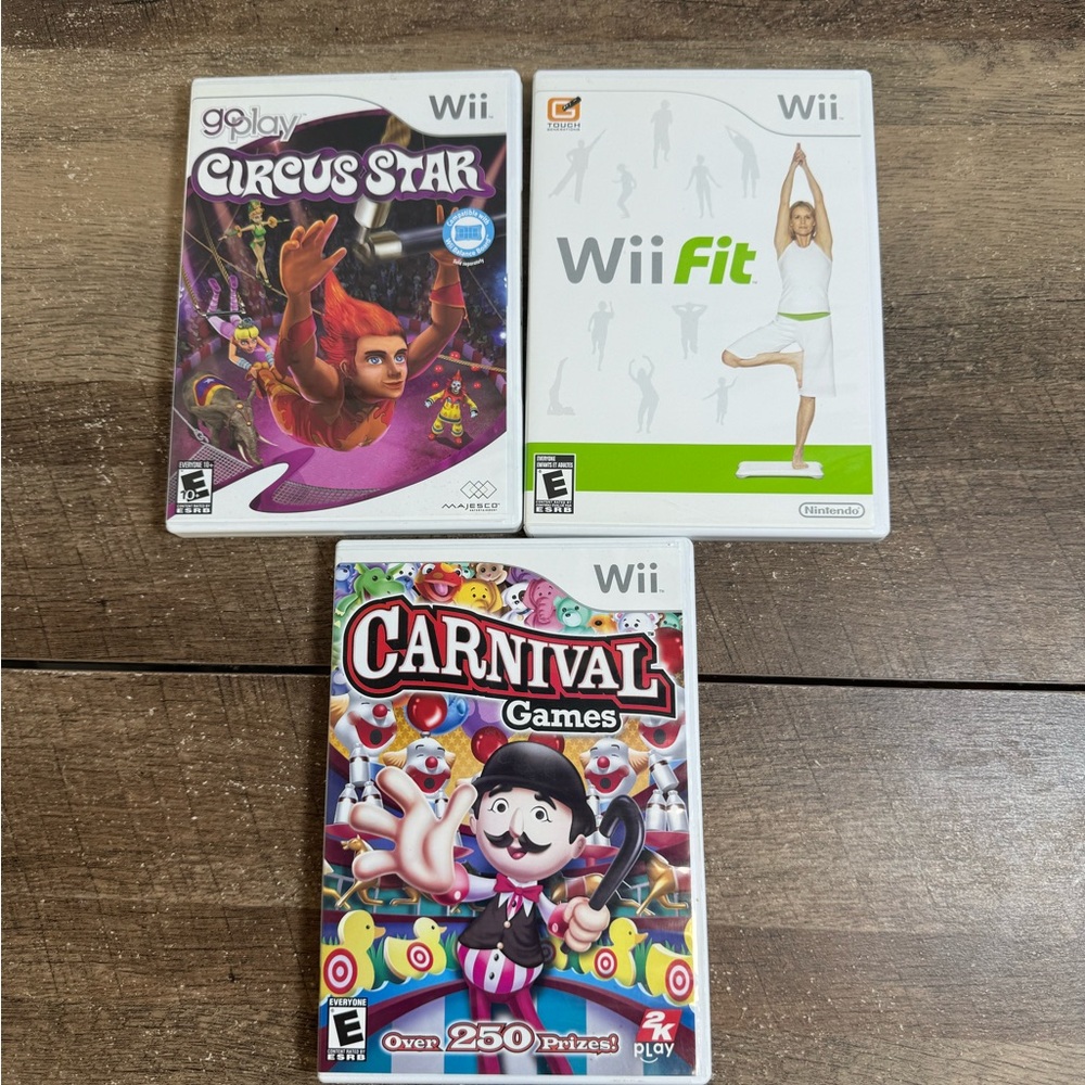 Lot Of 3 Games Nintendo Wii Fit , Circus Star,‎ Carnival Games